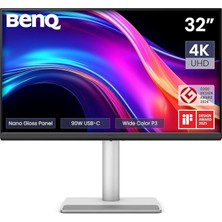 MA320UP 32” 4K 3840X2160 Parlak Monitör,çift Usb-C, 90W Güç Dağıtımı,mac Renk Eşleştirme, USB Hub, Mac Üzerinden Parlaklık ve Ses Kontrolü,yükseklik ve Eğim Ayarlanabilir Stand,p3 Renk Gamı