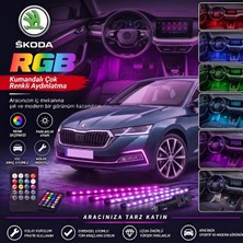 OtoÇizgi Skoda Octavia Ayak Altı LED Kumandalı Araç Içi Aydınlatma 4 Lü Sese Duyarlı Renk Değiştirme Özellikli