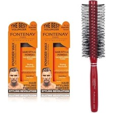 Pratik Ev Saç Şekillendirici Pudra Toz Wax Ultra Strong X2 Profesyonel Saç Fırçası 1018 3'lü Set