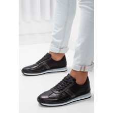Sneaker Ayakkabı, Hakiki Deri Siyah Spor Ayakkabı