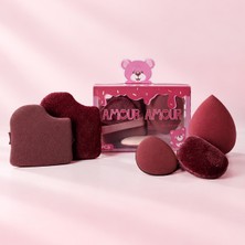Amour Amour 5 Parça Ayıcıklı Kutulu Kavisli Makyaj Süngeri & Kadife Puf Seti