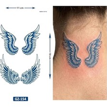 Pratik Ev Kanat Desenli 18X11 Cm, 1 Ay Kalıcı Yapıştırma Dövmesi