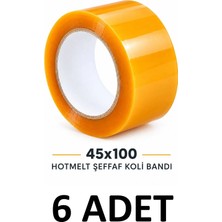 MTKardeşler 6 Adet Koli Bandı 45 mm x 100 mt Şeffaf Güçlü Yapışkanlı 41 Micron Kopmayan Bant ,koli Bantı