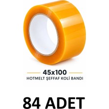 MTKardeşler 84 Adet ( 1 Koli ) Koli Bandı 45 mm x 100 mt Şeffaf Güçlü Yapışkanlı 41 Micron Kopmayan Bant ,koli Bantı