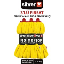 Silver Home 3’lü Büyük Boy Mop Yedeği 55X70 cm Sarı Ultra Emici Kalın Paspas Ucu