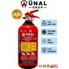 Ünal Grup Yangın Söndürme Tüpü 1 kg Yüksek Kaliteli ABC Kuru Kimyevi Toz ile Güvenli Kullanım