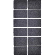 Pratik Ev Siyah Keçe Dikdörtgen Yapışkanlı Sandalye, 3,5 x 5,5 Cm, 12 Adet, Koltuk Altı Parke Koruma, Masa