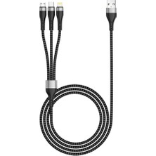 Pratik Ev Zr-43 3in1 Usb-A To Lightning – Type-C – Micro Şarj ve Data Kablosu, 20W, 1.5m, Siyah