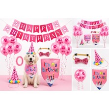 Pratik Ev Pembe Kedi ve Köpek Doğum Günü Seti, Hepsi Bir Arada