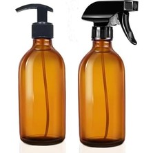 Pratik Ev Sprey ve Sıvı Sabun Pompalı 250 ml Cam Amber Şişe 2 Adet