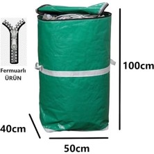 Pratik Ev Jokey Ambalaj Ev-Iş Branda Taşıma Çuvalı 50X40+100 cm Fermuarlı ve Cepli 170 G.tekstıl Çuvalı- (Renk Seçenekli), Yeşil