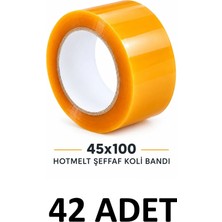 MTKardeşler 42 Adet Koli Bandı 45 mm x 100 mt Şeffaf Güçlü Yapışkanlı 41 Micron Kopmayan Bant ,koli Bantı
