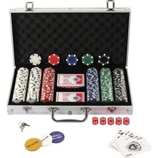 Poker Kılıfı, Lazer Poker Chips Poker 12 Gram, 2 Kart, Bayi, Küçük Kör, Büyük Kör Düğmeler ve 5 Zar, Alüminyum Kılıflı (300 Cips)