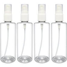Pratik Ev Şeffaf Plastik Sprey Şişe, 100 Ml, 4 Adet, Beyaz Pompalı