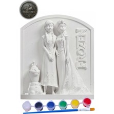 Frozen (Elsa-Anna-Olaf) 15 cm Taş Boyama Seti+6 Adet Akrilik Boya+1 Adet Fırça