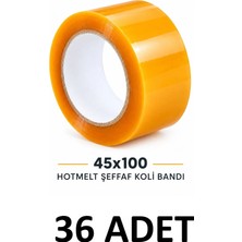 MTKardeşler 36 Adet Koli Bandı 45 mm x 100 mt Şeffaf Güçlü Yapışkanlı 41 Micron Kopmayan Bant ,koli Bantı
