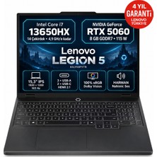 Lenovo Legion 5 15IRX10 83LY00PYTR S9 Intel Core I7-13650HX Rtx 5060 8gb 32GB Ram 2tb SSD 15.3" Wuxga IPS 165Hz 115W Windows 11 Pro + Snertech Çanta