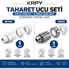 Krpy Taharet Ucu Seti Taharet Çubuğu Ucu Seti 1 Adet Krom 1 Adet Beyaz Taharet Ucu