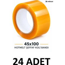 MTKardeşler 24 Adet Hotmelt Koli Bandı 45 mm x 100 mt Şeffaf 38 Mikron Koli Bandı