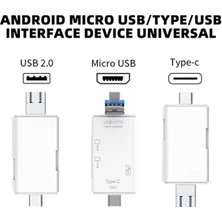Hiltech Type C, Micro Usb, Usb, Otg 6 In 1 Kart Okuyucu Adaptör USB Otg Hub Type C Çoklu, Card Reader