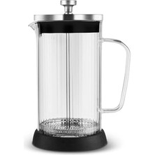 Pratik Ev Massi Bitki Çayı ve Filtre Kahve Demliği French Press 600 ml Siyah