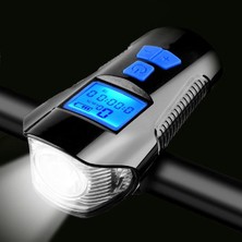 Pratik Ev T6 LED 1000 Lümen Kornalı ve Hız Göstergeli Su Geçirmez USB ile Şarj Edilebilir Bisiklet Farı