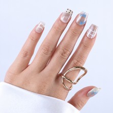 Takma Takma Nail Art Kısa Balerin 10'lu Tekrar Kullanılabilir El Yapımı Protez Takma Tırnak EKBL3024  Ten Rengi-M