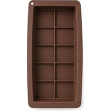 Pratik Ev Dubai Çikolata Kalıbı Silikon Tablet Çikolata Yapım Kalıbı 10 Gözlü (Büyük Boy (26X14X3 Cm))