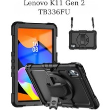Pratik Ev Lenovo K11 Gen 2 TB336FU ile Uyumlu 360° Döner Standlı Askılı Zırh Tablet Kılıfı