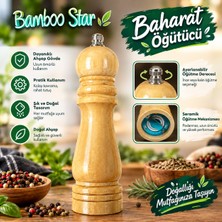 Bamboo Star Ahşap Dekoratif Karabiber Tuz Öğütücü Baharat Öğütücü El Değirmeni Ahşap Kaliteli Öğütücü