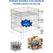 Manken İstanbul 2 Adet 53X53 cm Katlanabilir Pazarcı Sepeti Portatif Çok Amaçlı Sergileme Sepeti