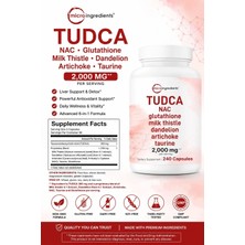Micro Ingredients Tudca Bile Salts 7-In-1 Complex With Milk Thistle Glutathione Dandelion & Artichoke 2,000MG 240 Caps