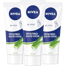 Pratik Ev Yatıştırıcı El Bakım Kremi Aloe Vera 75 Ml, Nemlendirici, Yumuşak Cilt, Hızlı Emilir, X3 Adet