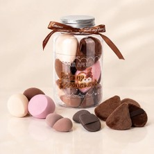 Amour Amour 12 Parça Kavanozlu Makyaj Süngeri ve Kadife Puf Seti