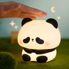 Masum Oturan Panda Tasarımlı Gece Lambası - Dokunmatik - Şarjlı  Nemere