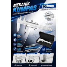 Pratik Ev 150 mm Mekanik Kumpas 0.02 mm Hassasiyetli Paslanmaz Çelik Verniyerli Kumpas Iç Dış Çap Derinlik Ölçüm Aleti Profesyonel Ölçü Aleti Kutulu