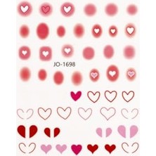 Pratik Ev Nail Art Tırnak Süsleme Sticker, Tırnak Dövmesi Pembe-Beyaz