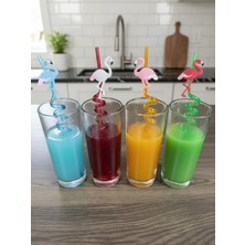 Pratik Ev Sevimli Renkli Emojili Pipet, 4'lü Figürlü Parti Pipeti