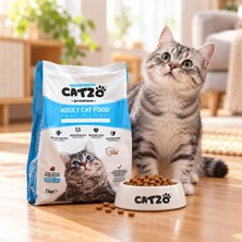 Catzo Premium Somon Balıklı Yetişkin Kedi Maması 1 Kg Omega 3 & 6 Keten Tohumlu Kuru Kedi Maması
