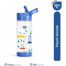 Wee Baby Wee Kids Arabalı Pipetli Çocuk Matarası Okul Ve Kreş Suluğu 500 Ml 12+ Ay