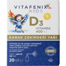 Pratik Ev Çocuklar Için Vitamin D3 (400IU) ve Kabak Çekirdeği Yağı Içeren Takviye Edici Gıda 20 ml Sprey