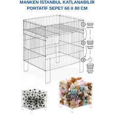 Manken İstanbul 60 x 80 cm Katlanabilir Portatif Sepet Metal Ayaklı Çok Amaçlı Düzenleme Sepeti