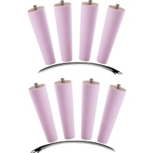 Pratik Ev Açık Pembe Ahşap Mobilya Ayağı, 12 Cm, M8 Civatalı, 8 Adet