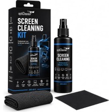 Pratik Ev Ekran Temizleme Seti, 250 ml Sprey, Büyük Mikrofiber Bez ve 15 × 18 cm Gözlük Bezi, Laptop, Tv, Monitör, Telefon, Tablet, Araç Ekranı ve Lensler Için