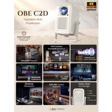 OBE C2D 550 ANSI Lümen 4K Destekli Netflix Sertifikalı 180 Derece Dönebilen Otomatik Odaklı Akıllı Projeksiyon Cihazı