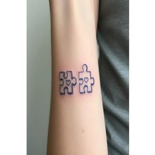 Pratik Ev Puzzle Minimal Tasarım, 1 Ay Kalıcı Yarı Kalıcı Yapıştırma Dövme 5x5 cm
