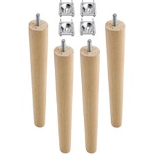 Pratik Ev 35 cm M8 Civatalı Ahşap Mobilya Ayakları, Bağlantı Aparatlı 8'li Set