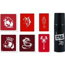 Pratik Ev Kurt Kral Spray Tattoo Geçici Sprey Dövme Seti