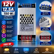 Powerr Led Aydınlatma 12 Volt 12.5 Amper 150 Watt Ultra Slim Metal Kasa Trafo