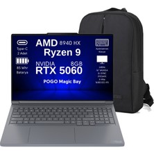 Lenovo Thinkbook 21U00013TX C58 16P G6 Adr Amd Ryzen 9 8940HX 64 GB 512 GB Rtx 5060 8gb (115W) 16" 2.5k Wqxga IPS Panel 240Hz Yok (Free Dos) Taşınabilir Bilgisayar + Çanta